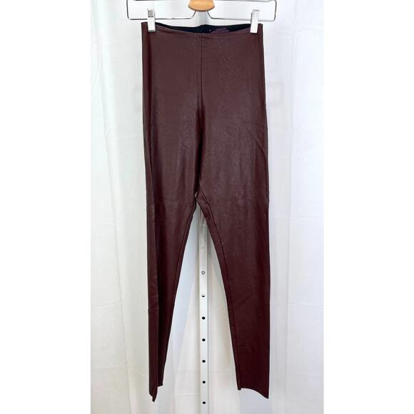 COMMANDO Faux Leather Leggings Pull On Skinny Slimming Rust Brown Size M - Picture 1 of 8